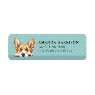 Pembroke Welsh Corgi-hond retouradreslabels Etiket