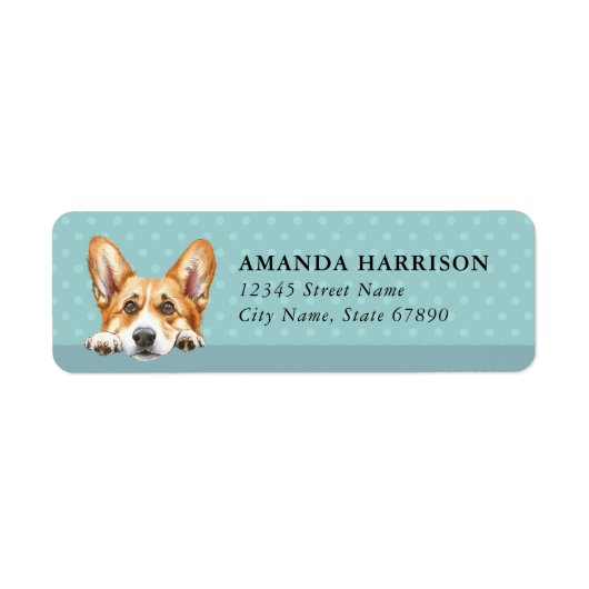 Pembroke Welsh Corgi-hond retouradreslabels Etiket (Voorkant)