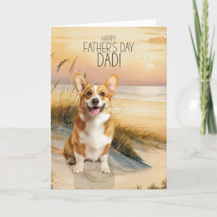 Pembroke Welsh Corgi Hond Vaderdag Strand Feestdagen Kaart