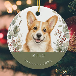 Pembroke Welsh Corgi Hond Waterverf Kerstmis Keramisch Ornament