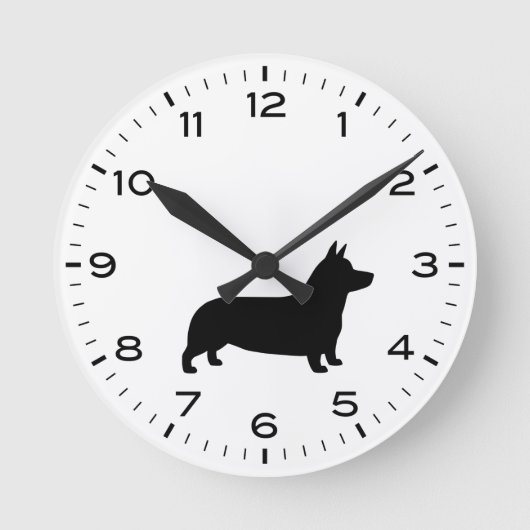 Pembroke Welsh Corgi Hondenras Silhouette Ronde Klok (Voorkant)