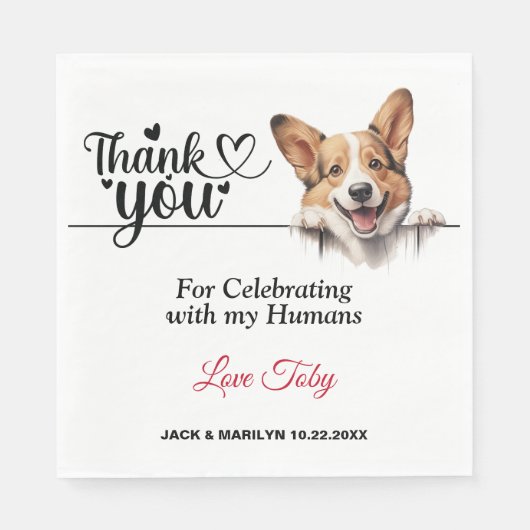 Pembroke Welsh Corgi Huwelijks Dank Je Servet (Voorkant)