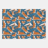 Pembroke Welsh Corgi in drie kleuren Verpakkingspa Inpakpapier Vel (Voorkant)
