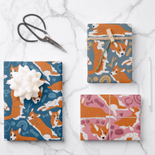 Pembroke Welsh Corgi in drie kleuren Verpakkingspa Inpakpapier Vel