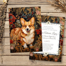 Pembroke Welsh Corgi in een Victoriaans bloementui