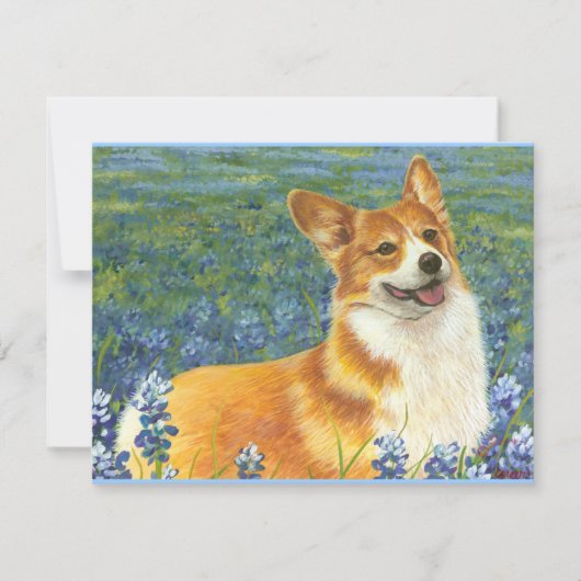 Pembroke Welsh Corgi in Texas Bluebonnets (Voorkant)