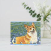 Pembroke Welsh Corgi in Texas Bluebonnets (Staand voorkant)