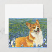 Pembroke Welsh Corgi in Texas Bluebonnets (Voorkant / Achterkant)