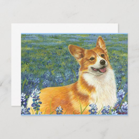 Pembroke Welsh Corgi in Texas Bluebonnets