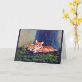Pembroke Welsh Corgi Kaart (Gele Bloem)