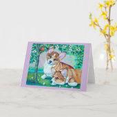 Pembroke Welsh Corgi Kaart (Gele Bloem)