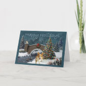 Pembroke Welsh Corgi Kerst Kaart Avond (Voorkant)