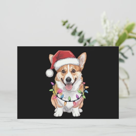 Pembroke Welsh Corgi Kerstboom Lichten Feestdagenkaart (Staand voorkant)