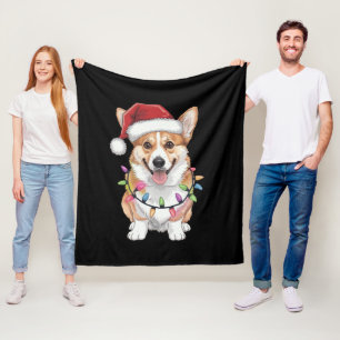 Pembroke Welsh Corgi Kerstboom Lichten Fleece Deken
