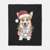 Pembroke Welsh Corgi Kerstboom Lichten Fleece Deken (Voorkant)