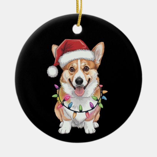 Pembroke Welsh Corgi Kerstboom Lichten Keramisch Ornament (Voorkant)