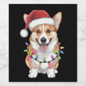 Pembroke Welsh Corgi Kerstboom Lichten Wijn Etiket (Enkel label)