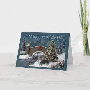 Pembroke Welsh Corgi-kerstkaart Evening Feestdagen Kaart