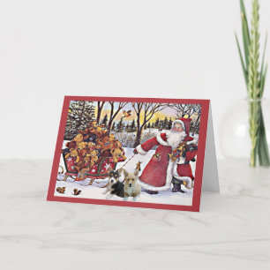 Pembroke Welsh Corgi-kerstkaart Santa Beren Feestdagen Kaart