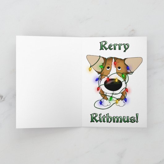 Pembroke Welsh Corgi-kerstlampjes Feestdagen Kaart (Binnen)