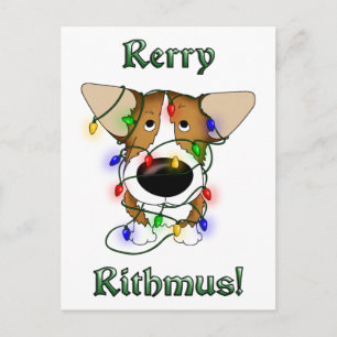 Pembroke Welsh Corgi-kerstlampjes Feestdagenkaart