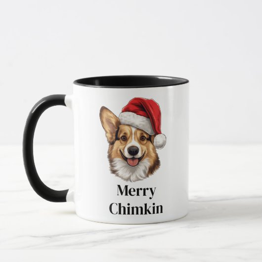 Pembroke Welsh Corgi Kerstman Hoed Kersthond Mok (Links)