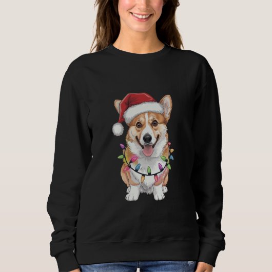 Pembroke Welsh Corgi Kerstman Kerstboom Lichtjes Trui (Voorkant)