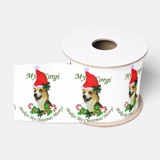 Pembroke Welsh Corgi Kerstmis Grosgrain Lint (Spoel)