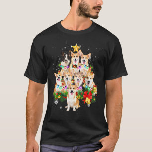 Pembroke Welsh Corgi Kerstmis Hond Kerstboom Licht T-shirt