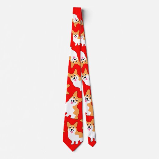 Pembroke Welsh Corgi Kerstmis Necktie Stropdas (Voorkant)