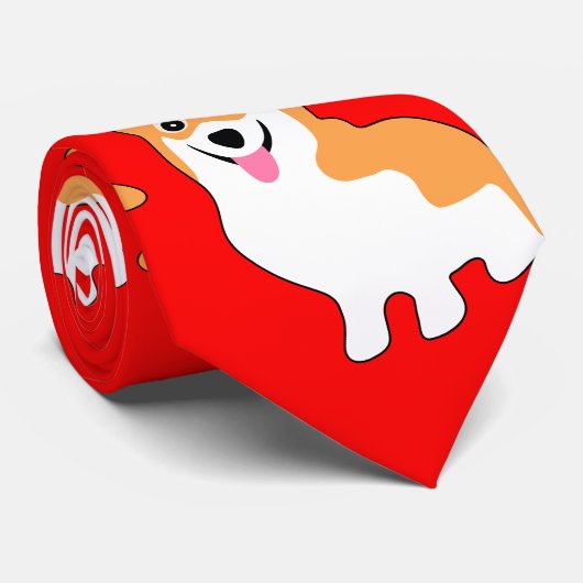 Pembroke Welsh Corgi Kerstmis Necktie Stropdas (Opgerold)