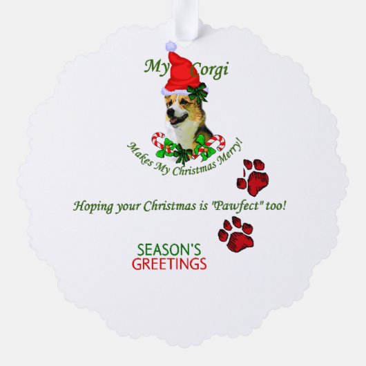 Pembroke Welsh Corgi Kerstmis Ornament Kaart (Achterkant)