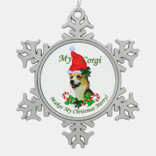 Pembroke Welsh Corgi Kerstmis Tin Sneeuwvlok Ornament