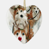 pembroke welsh Corgi Kerstrendieres Keramisch Ornament (Rechts)