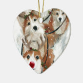 pembroke welsh Corgi Kerstrendieres Keramisch Ornament (Links)