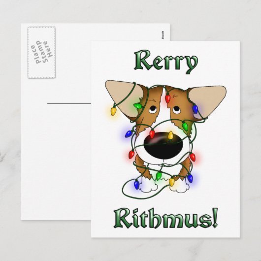 Pembroke Welsh Corgi kerstverlichting Feestdagenkaart (Voorkant / Achterkant)