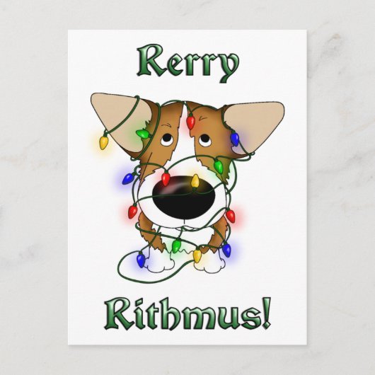 Pembroke Welsh Corgi kerstverlichting Feestdagenkaart (Voorkant)