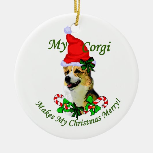 Pembroke Welsh Corgi kerstversiering Keramisch Ornament (Voorkant)