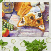 Pembroke Welsh Corgi Kitchen Towel Floral Theedoek (Gevouwen)