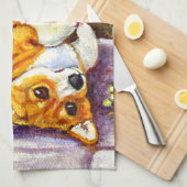 Pembroke Welsh Corgi Kitchen Towel Floral Theedoek (Quarter Fold)