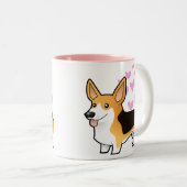 Pembroke Welsh Corgi Love Tweekleurige Koffiemok (Voorkant rechts)