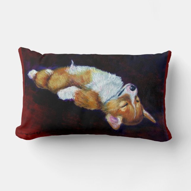 Pembroke Welsh Corgi Lumbar Pillow Kussen (Voorkant)