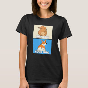 Pembroke Welsh Corgi Maanap en Hot Dog Worst D T-shirt