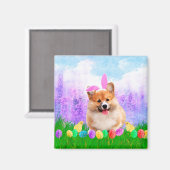 Pembroke Welsh Corgi met Paaseieren Bunny Chick Magneet (Voorkant / Achterkant)