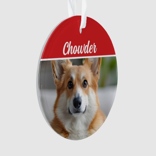 Pembroke Welsh Corgi Naam Foto Vakantie Kerstmis Ornament (voorkant)