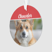 Pembroke Welsh Corgi Naam Foto Vakantie Kerstmis Ornament (voorkant)