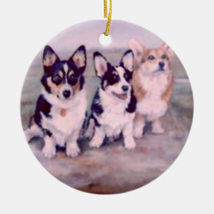 PEMBROKE WELSH CORGI-ORNAMENT KERAMISCH ORNAMENT