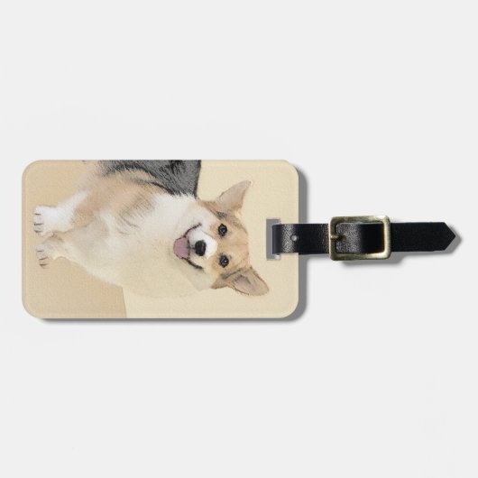 Pembroke Welsh Corgi Painting - Original Dog Art Bagagelabel (Voorkant horizontaal)