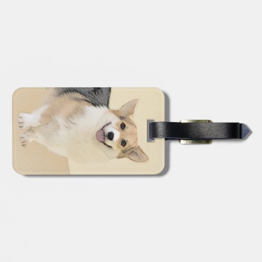 Pembroke Welsh Corgi Painting - Original Dog Art Bagagelabel (Achterkant horizontaal)