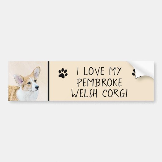 Pembroke Welsh Corgi Painting - Original Dog Art Bumpersticker (Voorkant)